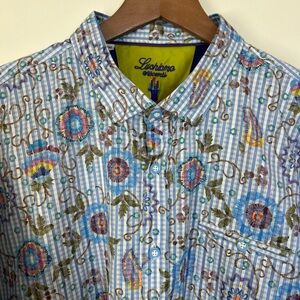LUCHIANO VISCONTI Men’s 2XL S/S Button Shirt Cotton Modal Floral Check Resort
